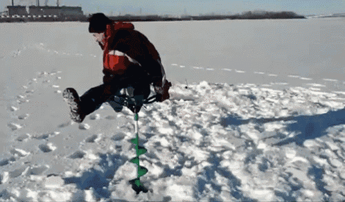 Ice Fishing Fail GIF - Ice Fishing Ice Auger Winter - Discover