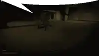 a screenshot of a video game shows a monster in a dark hallway
