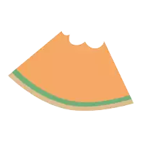 a slice of watermelon with a bite taken out of it on a white background