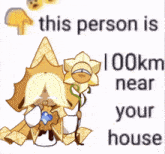 a picture of a cookie with a flower and the words " this person 41 km near you " on the bottom
