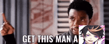 a man is giving a thumbs up next to a picture of a girl and the words get this man a