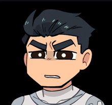 a cartoon drawing of a man with an angry expression on his face