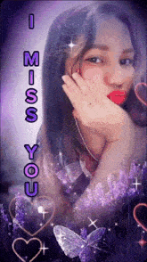 a picture of a woman with the words " i miss you " written on it