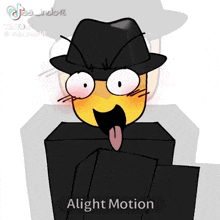 a drawing of a cartoon character with a tongue sticking out and the words " alight motion " below it