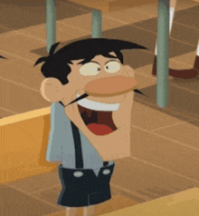 a cartoon character with a halo on his head is smiling