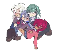 a drawing of a group of girls sleeping together