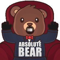 a cartoon of a teddy bear wearing an absolute bear shirt