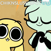 a picture of a cartoon character with the words " chikknslush spotted " above it