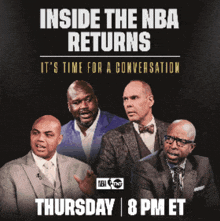 a poster for inside the nba returns on thursday at 8pm et