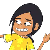 a cartoon girl with a yellow shirt with flowers on it