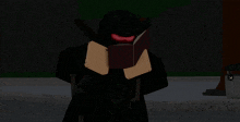 a cartoon character is reading a book with a stop recording notification above him
