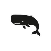 a black and white silhouette of a whale on a white background