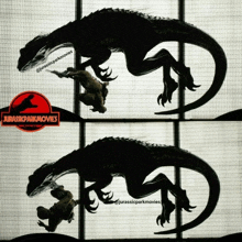 a silhouette of a dinosaur with the words jurassic park movies