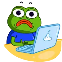 a frog is sitting at a table with a laptop