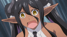 a girl with a surprised look on her face is wearing a white shirt and a black tie