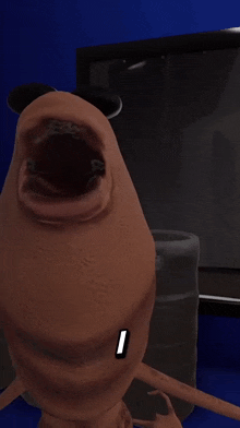 a cartoon character with its mouth open and the word you written on it