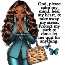 a cartoon of a woman praying with a quote from yesimadiva.com .