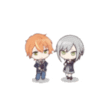 a boy and a girl are standing next to each other and looking at each other .