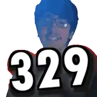a pixelated image of a man with the number 329 on his back