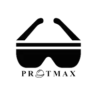 a black and white logo for protmax with a pair of rubber boots