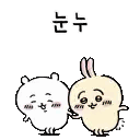 two cartoon characters , a cat and a rabbit , are standing next to each other on a white background .