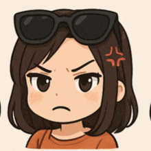 a cartoon of a girl wearing sunglasses has an angry look on her face
