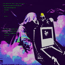 a purple background with a skeleton holding a box that says street group on it
