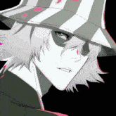 a drawing of a man with a striped hat