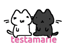 a black and white cat sitting next to each other with the word testamarie written below them