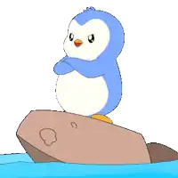 a blue and white penguin is splashing in the water