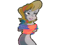 a cartoon drawing of a girl with a scarf around her head