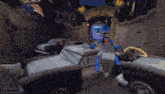 a video game scene with a police car in the foreground and a sign that says ice cream