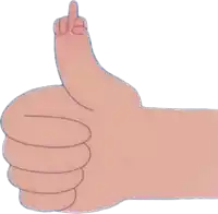 a cartoon hand giving a thumbs up with the middle finger pointing up
