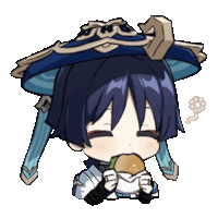 a cartoon drawing of a person eating a sandwich