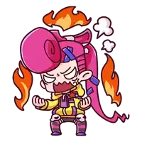 a cartoon character with flames coming out of her mouth