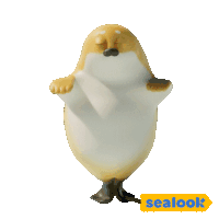 a seal is dancing in front of a yellow sign that says sealok