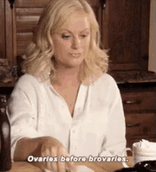 Ovaries Before Brovaries GIF - Parks And Rec Leslie Knope Amy Poehler GIFs