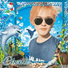 a picture of a man wearing sunglasses with the name chenle in the corner