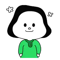 a cartoon character with a green shirt and black hair is standing with his arms crossed and two flowers above his head .