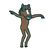 a cartoon drawing of a brown horse with a white face