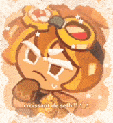 a cartoon character with a goggles on his head and the words croissant de seth below him