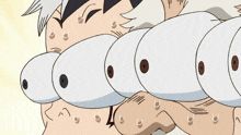 a cartoon of a man sticking his tongue out at another man