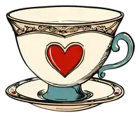 a cup and saucer with a heart in the middle