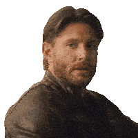 a man with a beard and a leather jacket looks surprised