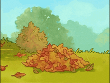 Toopy And Binoo Pile Of Leaves GIF - Toopy And Binoo Pile Of Leaves Fall GIFs