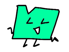 a drawing of a green square with arms and legs .