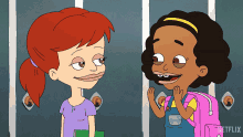 a cartoon of two girls standing next to each other with a netflix logo on the bottom
