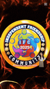 a woman stands in front of a logo that says independent friendship ifc 2025 community