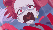 a close up of a cartoon character with a heart shaped mouth