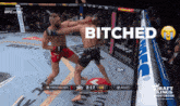 two men are fighting in a boxing ring and the word bitches is visible
